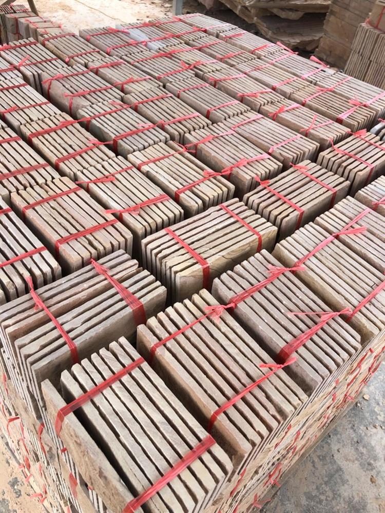 黄砂岩蘑菇石|文化石 外墙背景墙 装饰贴石 宁波石材厂家-融诚石业产品图片