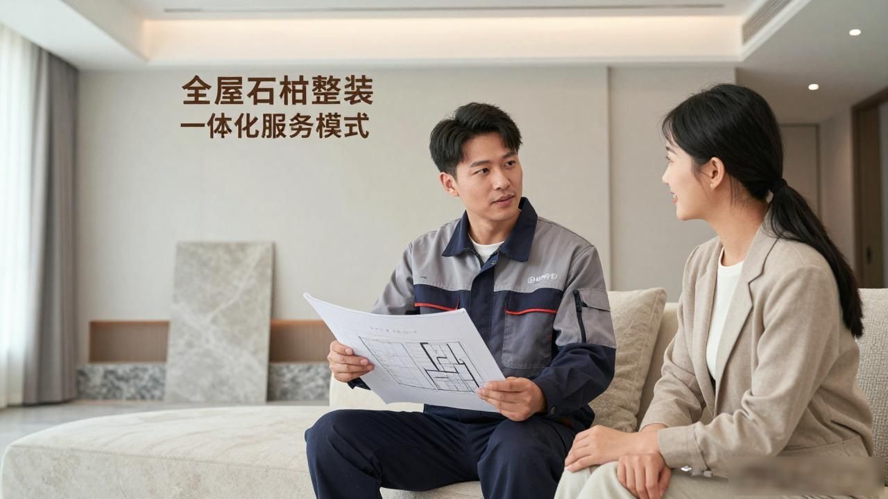 全屋石材整装一体化服务模式_石材一体板_石材一体板安装图