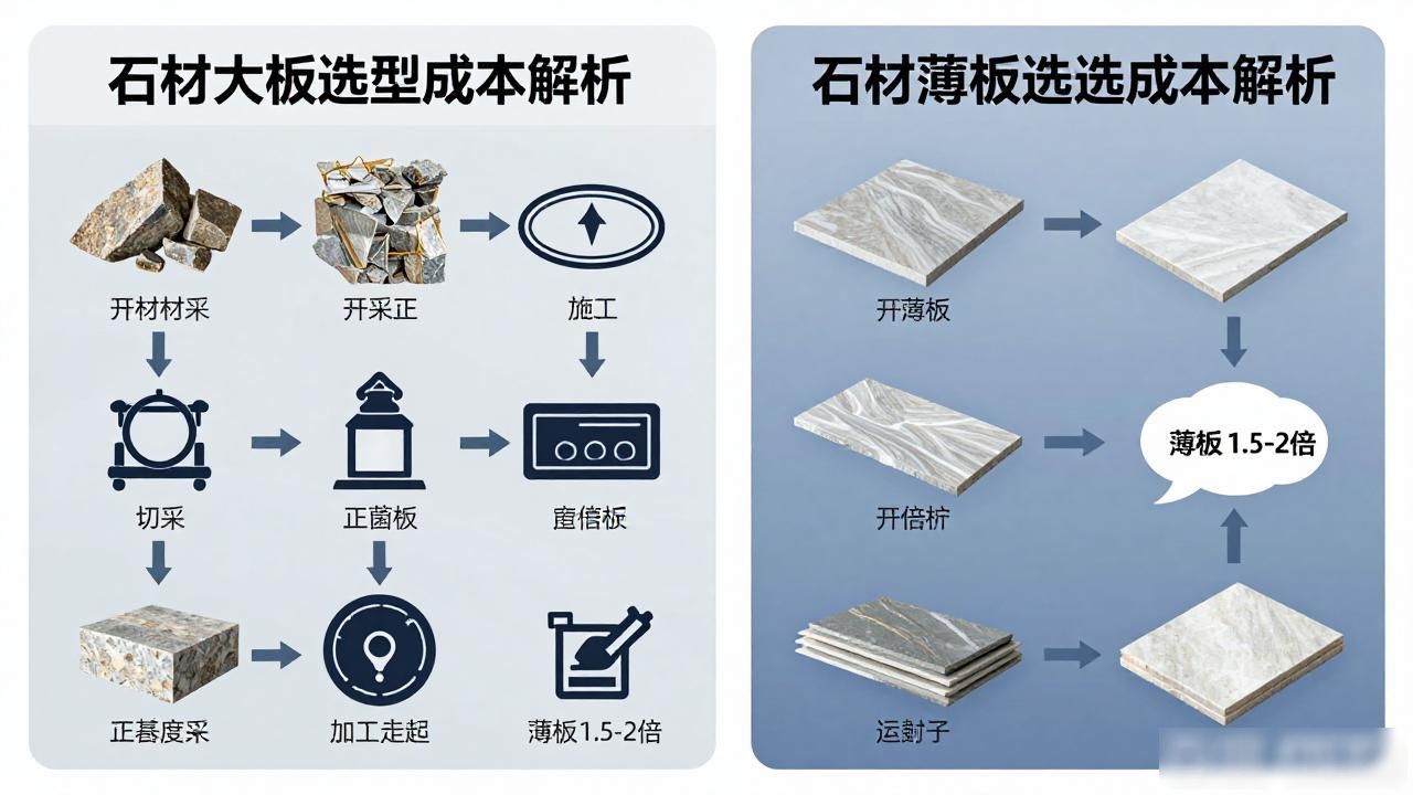 石材大板与薄板选型成本差异解析_石材规格板价格_超薄石材装饰板