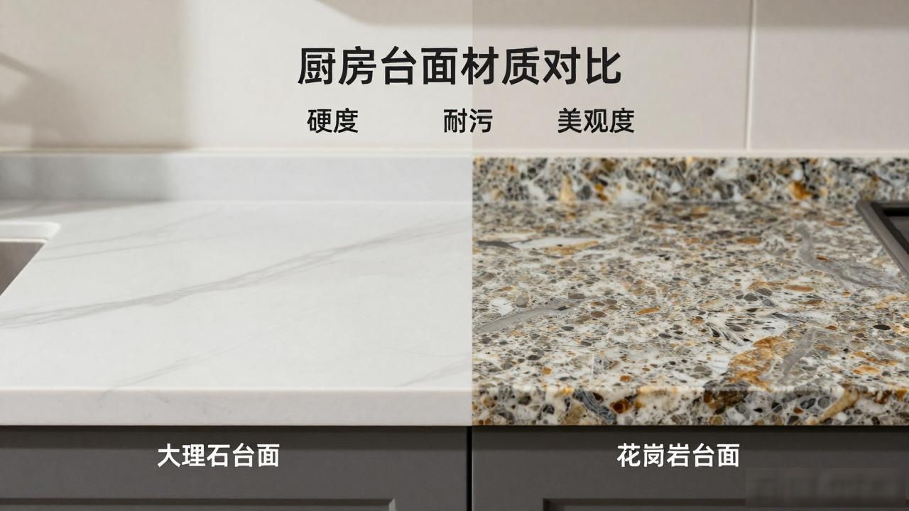 大理石台面是什么材质_大理石台面耐磨吗_大理石与花岗岩台面性能对比：硬度、耐污、美观度差异