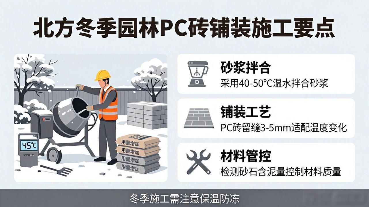 北方冬季园林 PC 砖铺装施工要点_园林铺砖的类型_园艺砖怎么铺最好