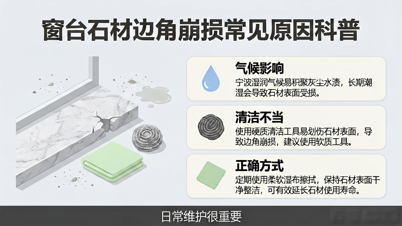 窗台石材裂了怎么修补_窗台石材边角崩损常见原因科普_窗台石材坏了培多少钱