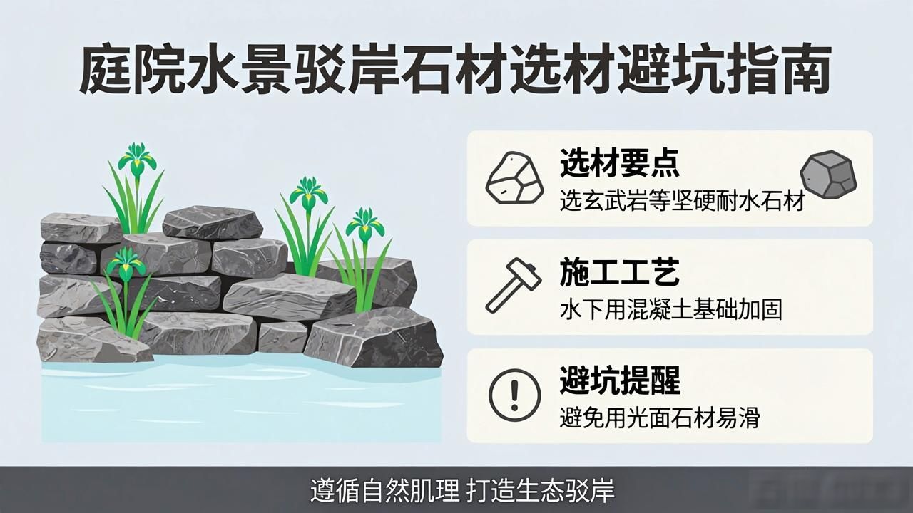 全石材的庭院魚池_庭院最建议买的三个石材_庭院水景驳岸石材选材避坑指南