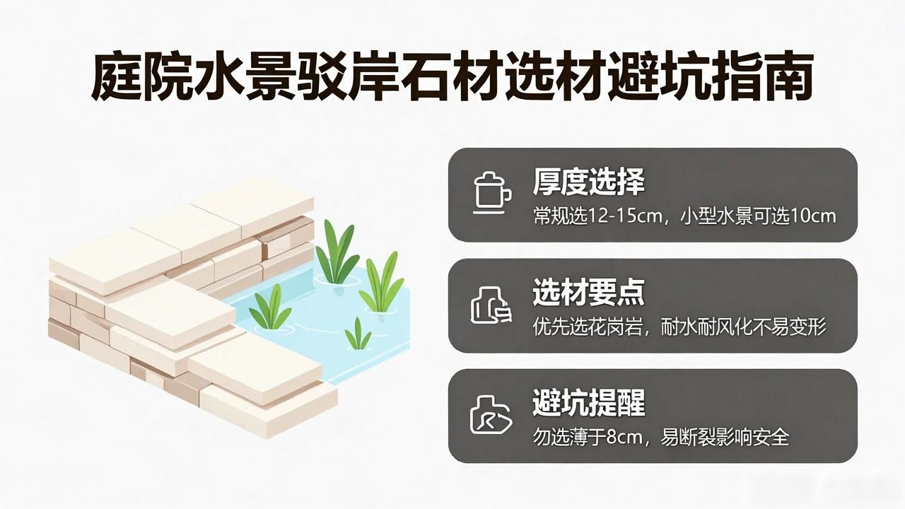 庭院水景驳岸石材选材避坑指南_全石材的庭院魚池_庭院最建议买的三个石材
