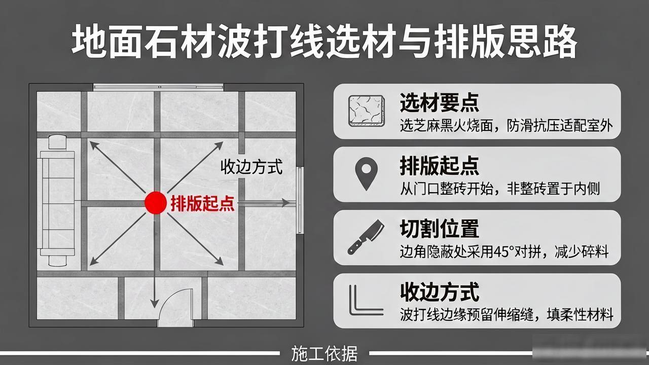 石材波打线效果图_定制天然石材波导线_地面石材波打线选材与排版思路