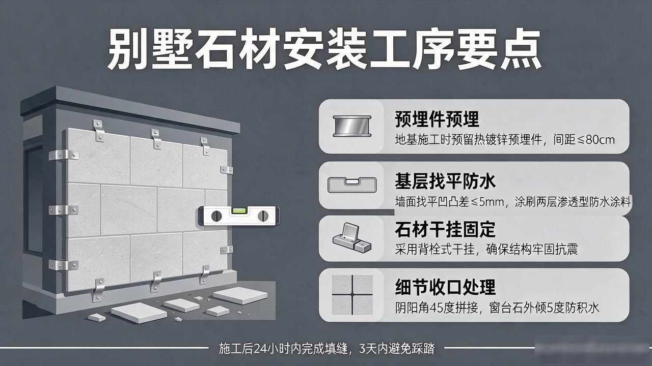 别墅装修石材供应_别墅石材安装工序先后顺序科普_别墅石材装饰效果图