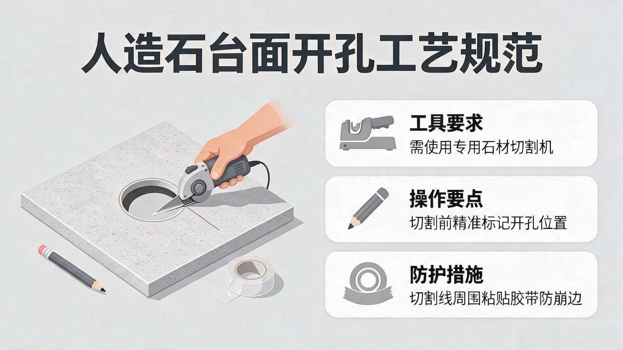 人造石台面开孔的工艺规范_人造石台面怎么开孔_人造洞石的孔洞制作方法视频