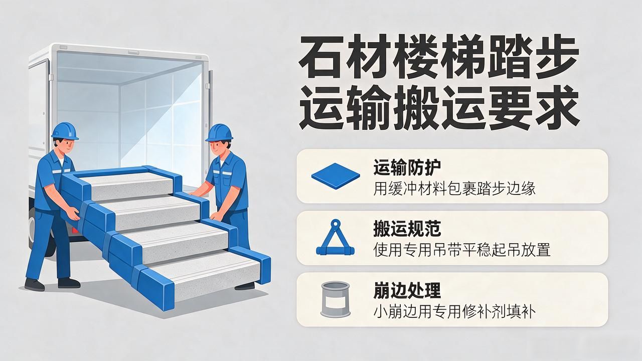 石材楼梯踏步安装视频_楼梯搬运方法_石材楼梯踏步运输与搬运要求