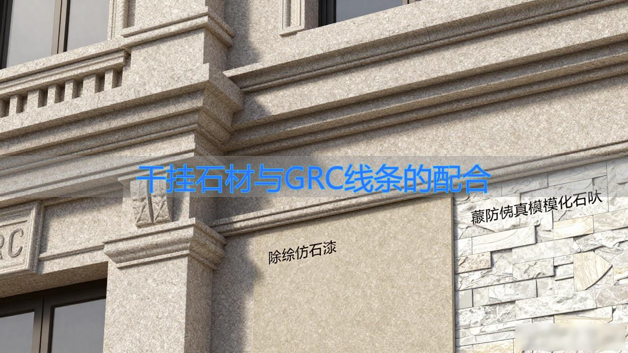 干挂石材与GRC线条的配合_外墙线条干挂石材做法_干挂石材线条价格