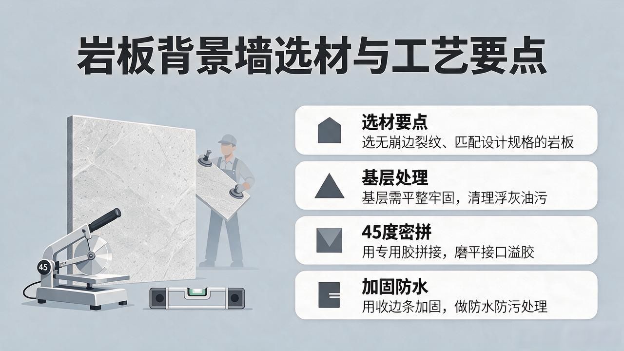 岩板密拼的施工步骤详解_岩板背景墙45度密拼加工技术_背景墙岩板价格