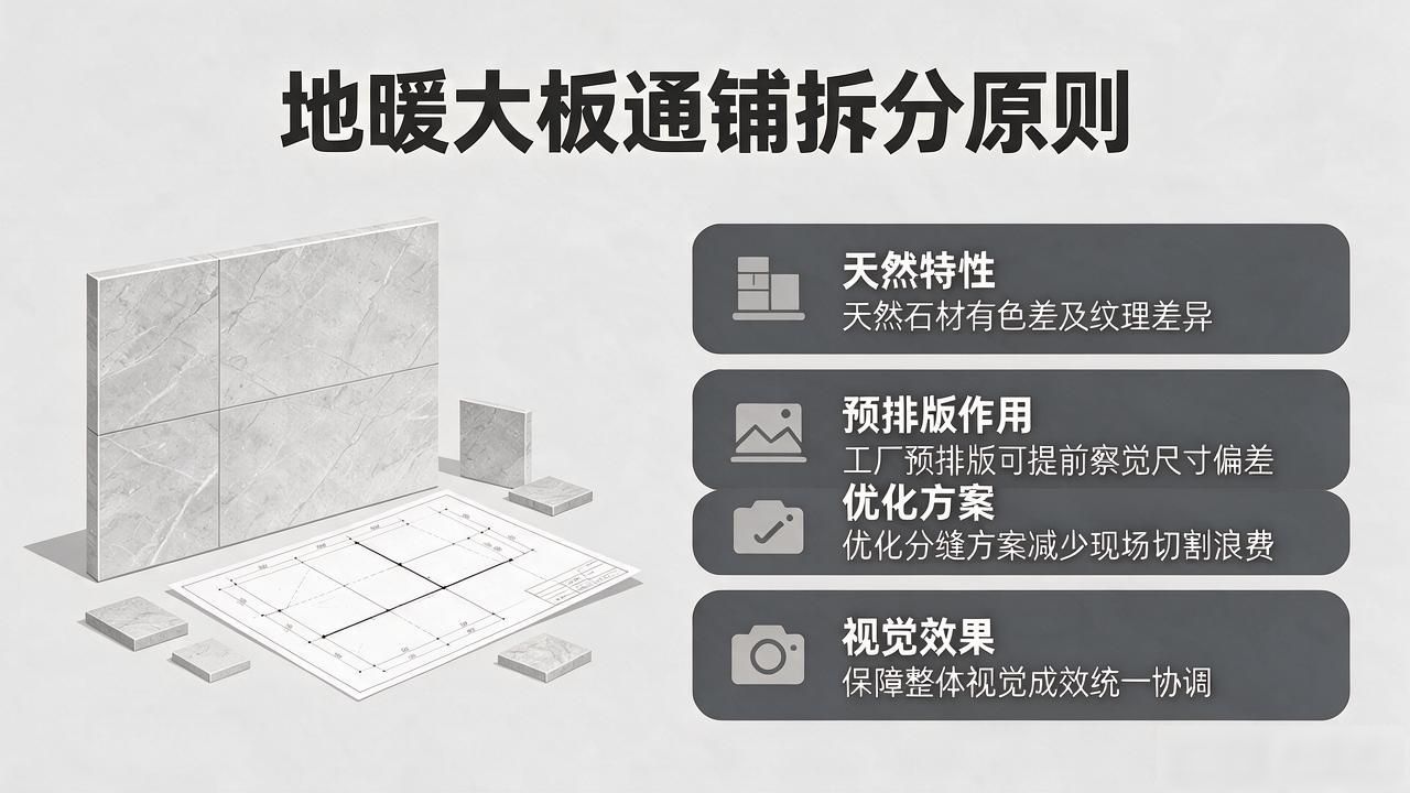 地暖环境大板通铺石材拆分原则_石晶地暖地板_地暖铺大理石会开裂