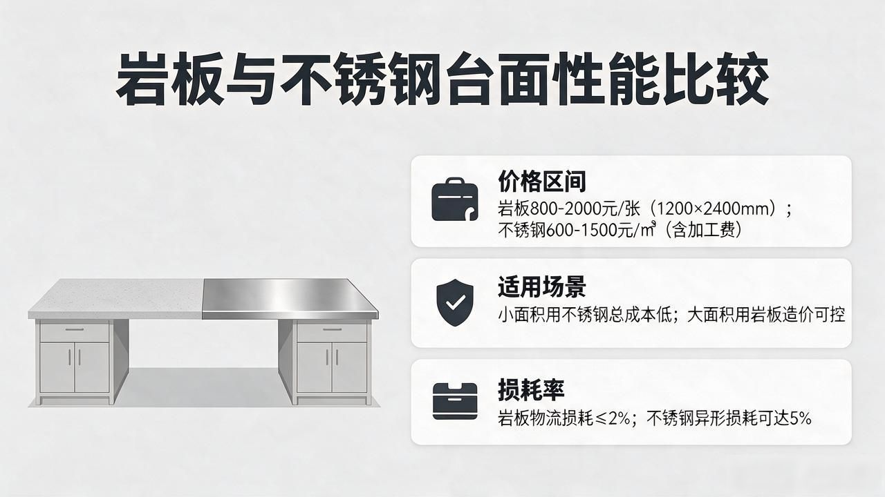 台面是岩板好还是不锈钢好_岩板与不锈钢台面的性能比较_不锈钢台面哪种材质好点