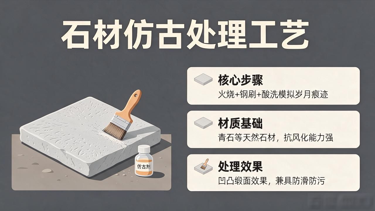 石材表面仿古处理工艺效果原理讲解_仿古石材图_仿古石材外墙砖图片