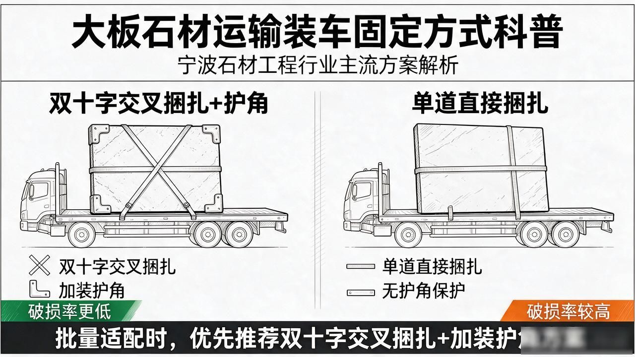 大板石材运输装车固定方式科普_大板车怎么固定货物_大板车运输报价