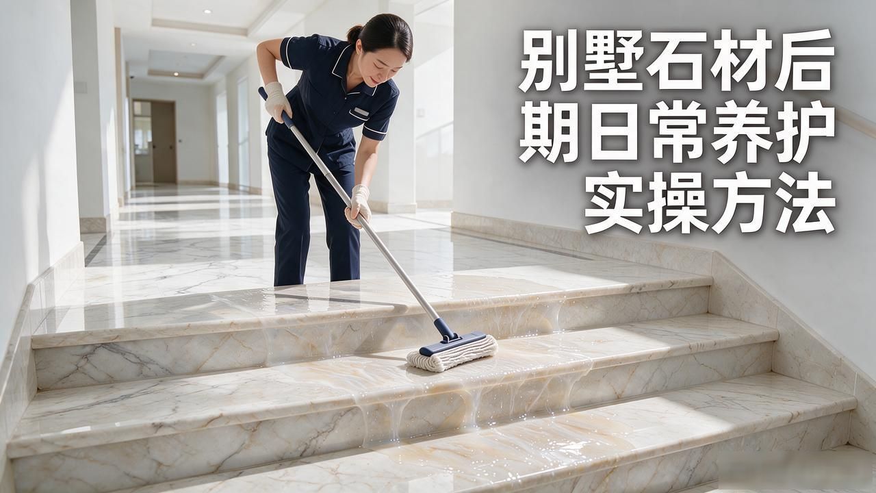 别墅石材栏杆安装视频_别墅石材后期日常养护实操方法_家庭别墅石材结晶养护