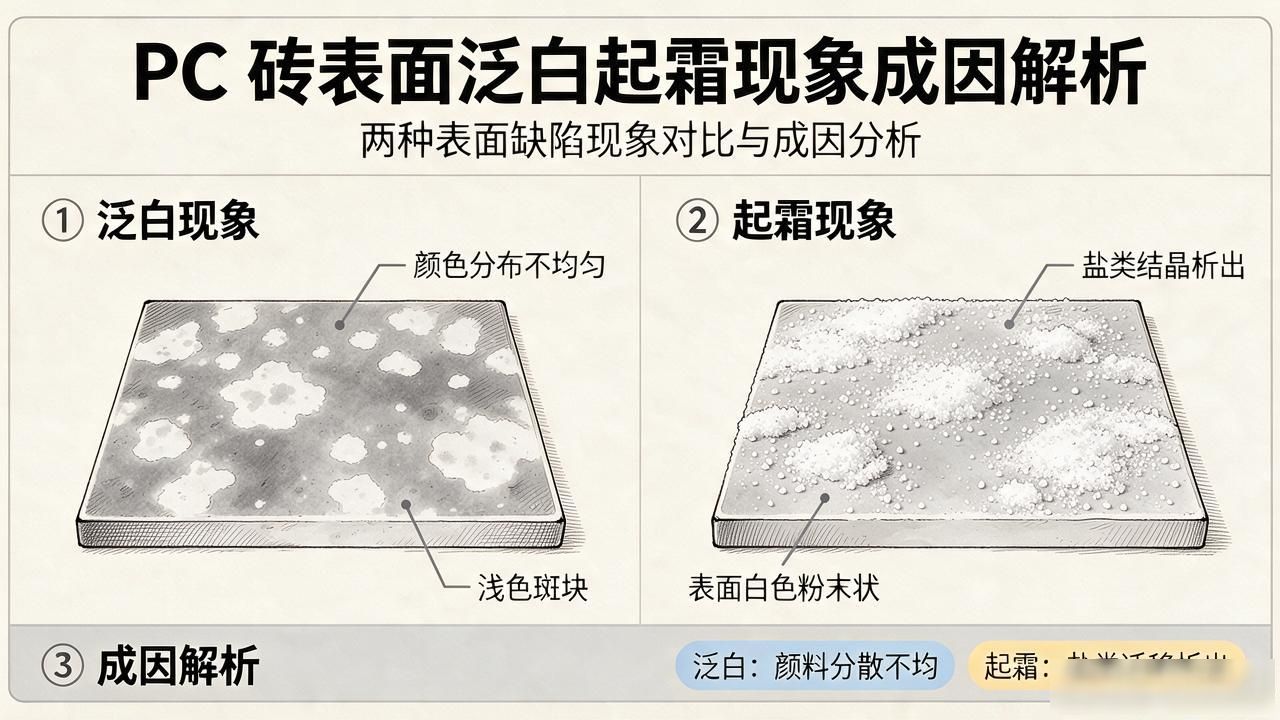 PC 砖表面泛白起霜现象成因解析_PC 砖表面泛白起霜现象成因解析_PC 砖表面泛白起霜现象成因解析