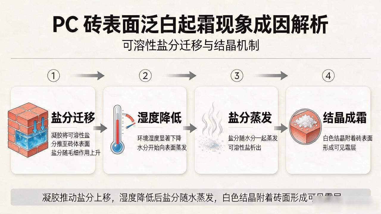 PC 砖表面泛白起霜现象成因解析_PC 砖表面泛白起霜现象成因解析_PC 砖表面泛白起霜现象成因解析