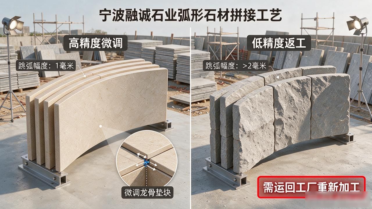 弧形石材现场拼接安装难点科普_石材圆弧拼接的技巧_石材拼接方法