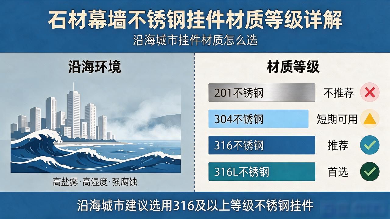 石材幕墙挂件干挂螺栓规范要求_石材幕墙挂件螺栓要求_石材幕墙不锈钢挂件材质等级详解