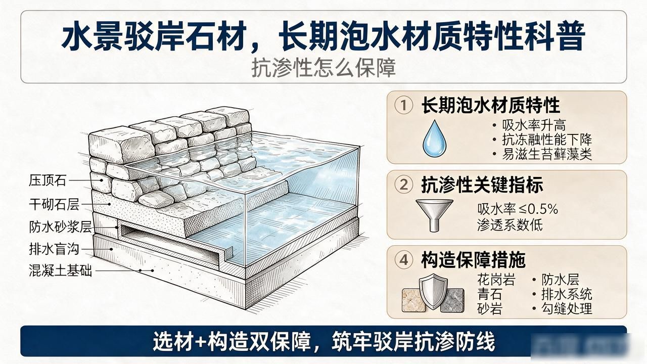 水景驳岸石材，长期泡水材质特性科普_石材泡水试验规范抽样要求_石材泡水颜色会变深吗