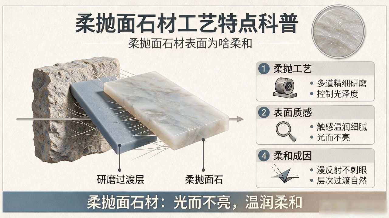 柔抛面石材工艺特点科普讲解_抛石棱体的断面形式主要有哪些_抛石地坪施工工艺