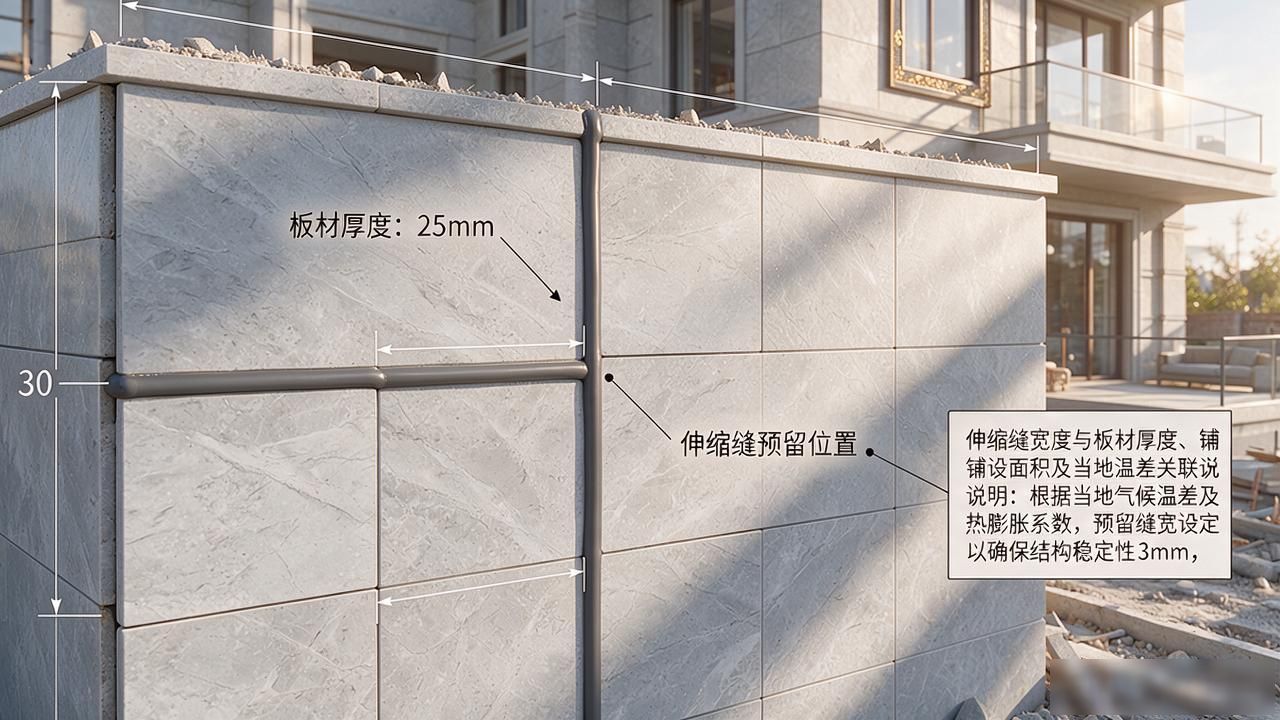 石材别墅二层门楼柱子怎么设计_别墅石材梯步效果图_别墅石材伸缩缝预留位置要点