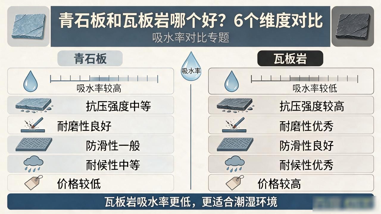 青石板和瓦板岩哪个好？6个维度对比_板岩和普通瓷砖有什么区别_板岩和大理石有什么区别