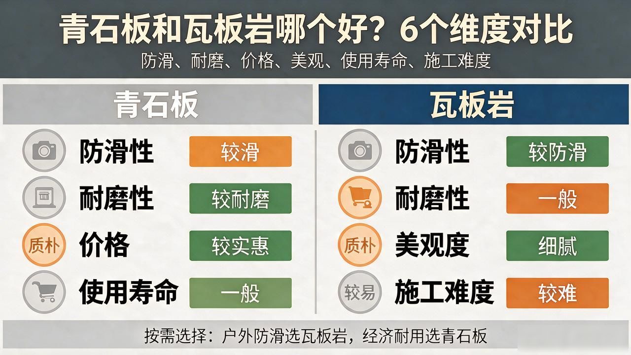 板岩和普通瓷砖有什么区别_青石板和瓦板岩哪个好？6个维度对比_板岩和大理石有什么区别