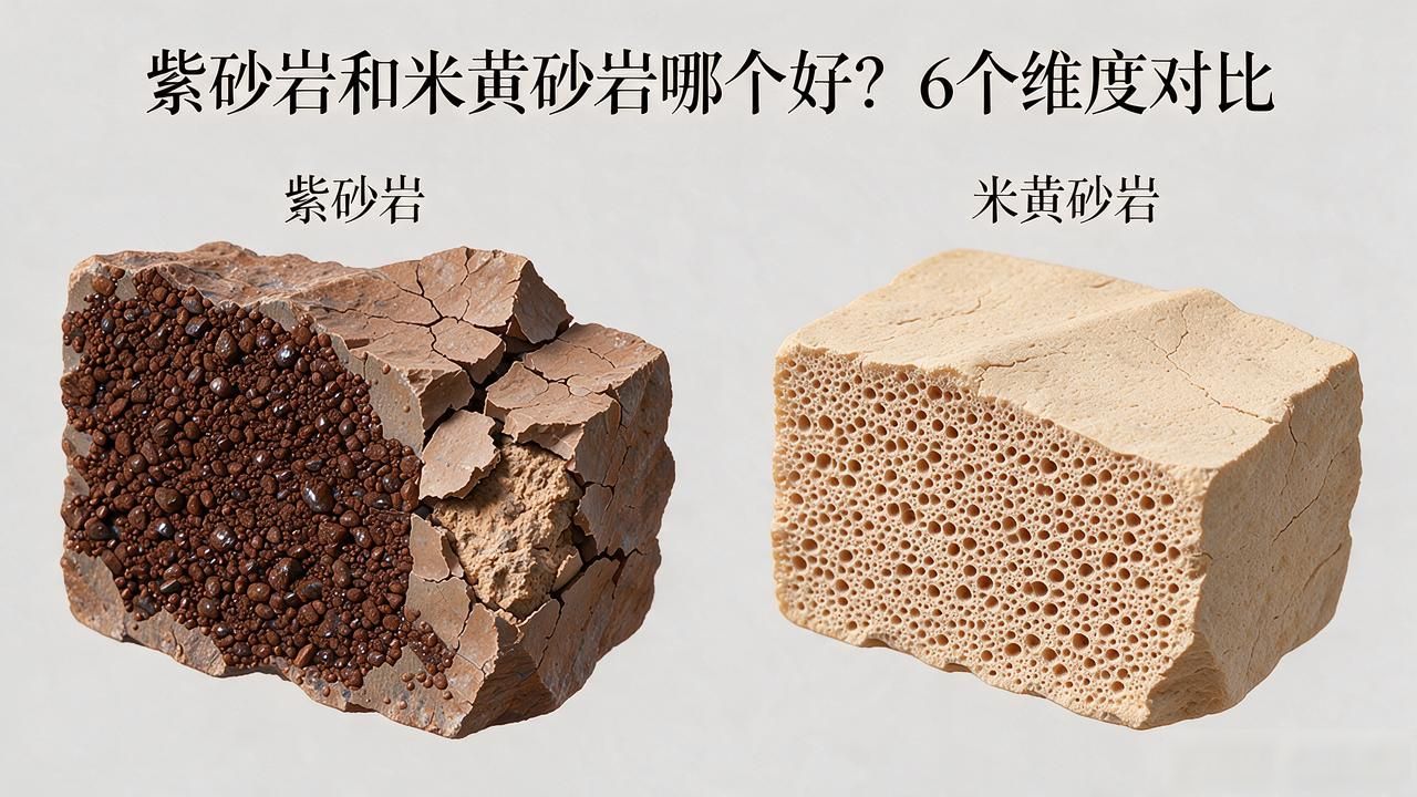 葡萄牙米黄砂岩_米黄与米白颜色对比瓷砖_紫砂岩和米黄砂岩哪个好？6个维度对比