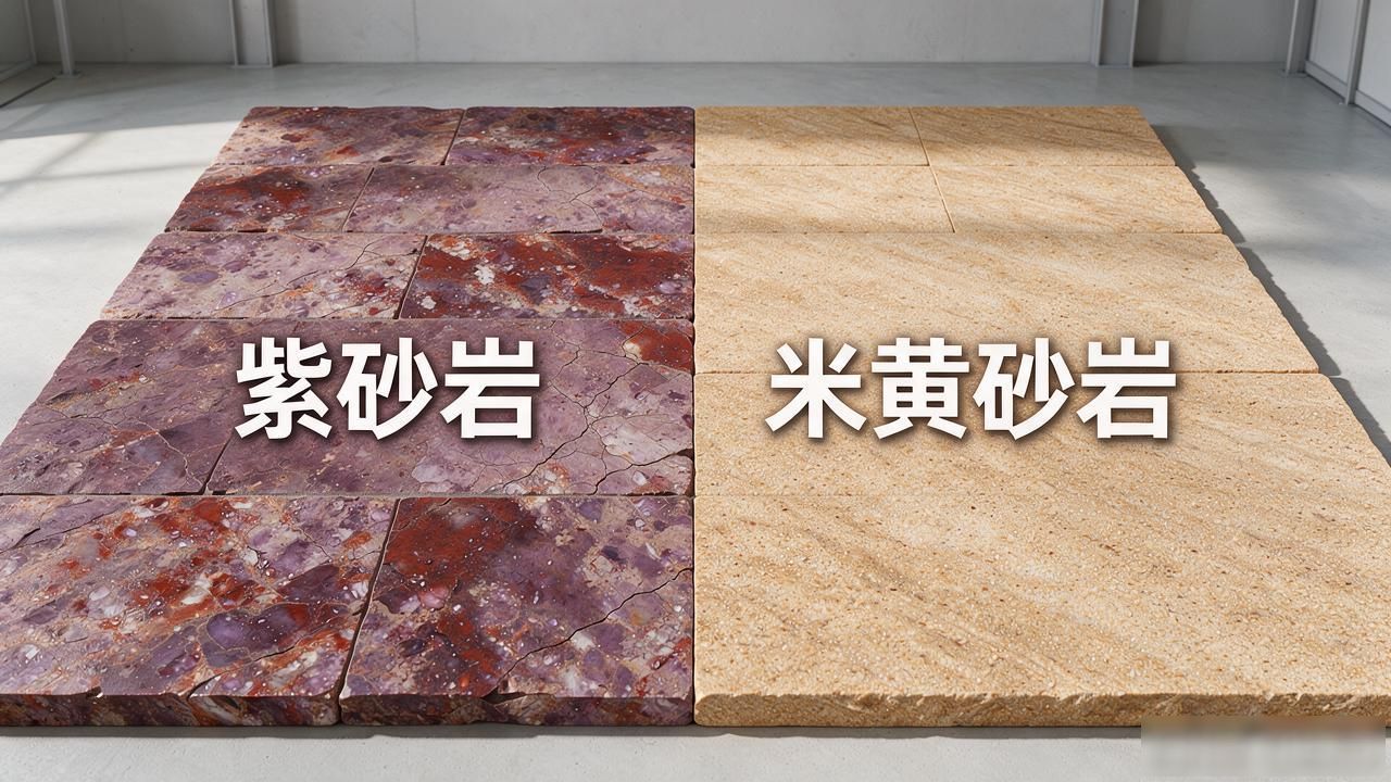 葡萄牙米黄砂岩_紫砂岩和米黄砂岩哪个好？6个维度对比_米黄与米白颜色对比瓷砖