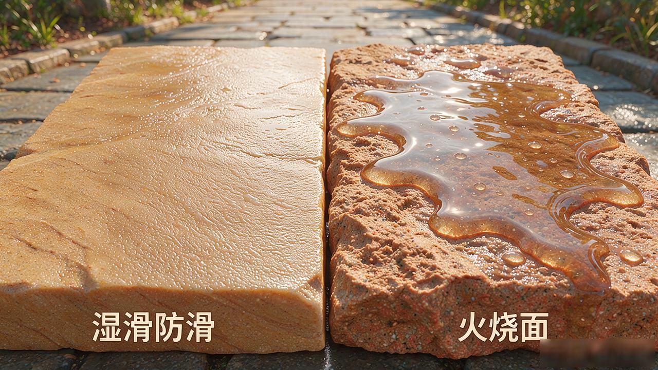 山水砂岩用什么面？火烧/荔枝/抛光怎么选_石材荔枝面火烧面区别_石材荔枝面和火烧面